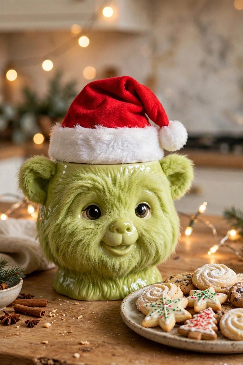 Throw pillows with Grinch face and funny quotes on a couch