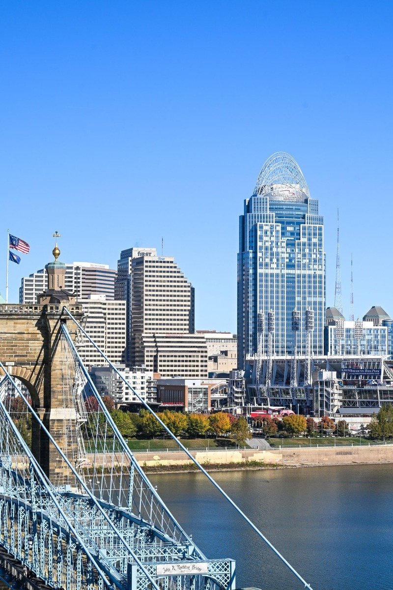 Cincinnati Ohio riverfront skyline