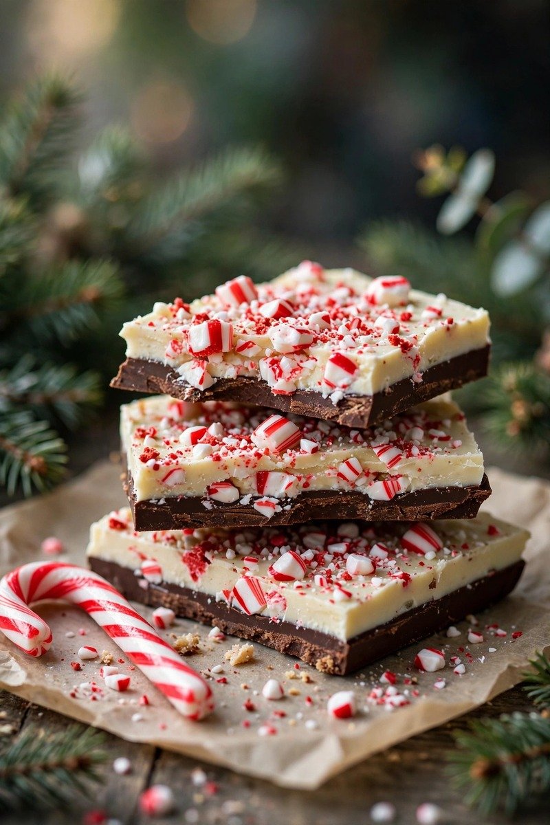 Christmas peppermint bark with crushed candy canes