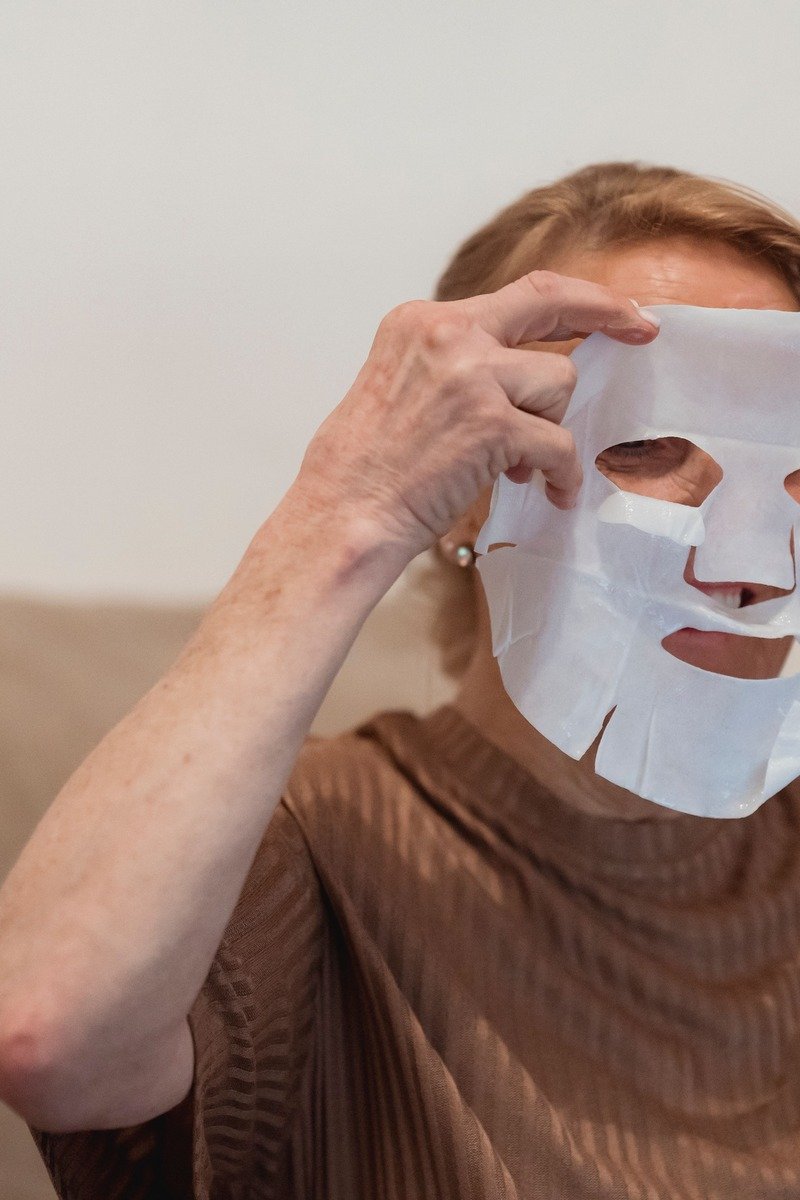 Woman wearing a hydrating face mask