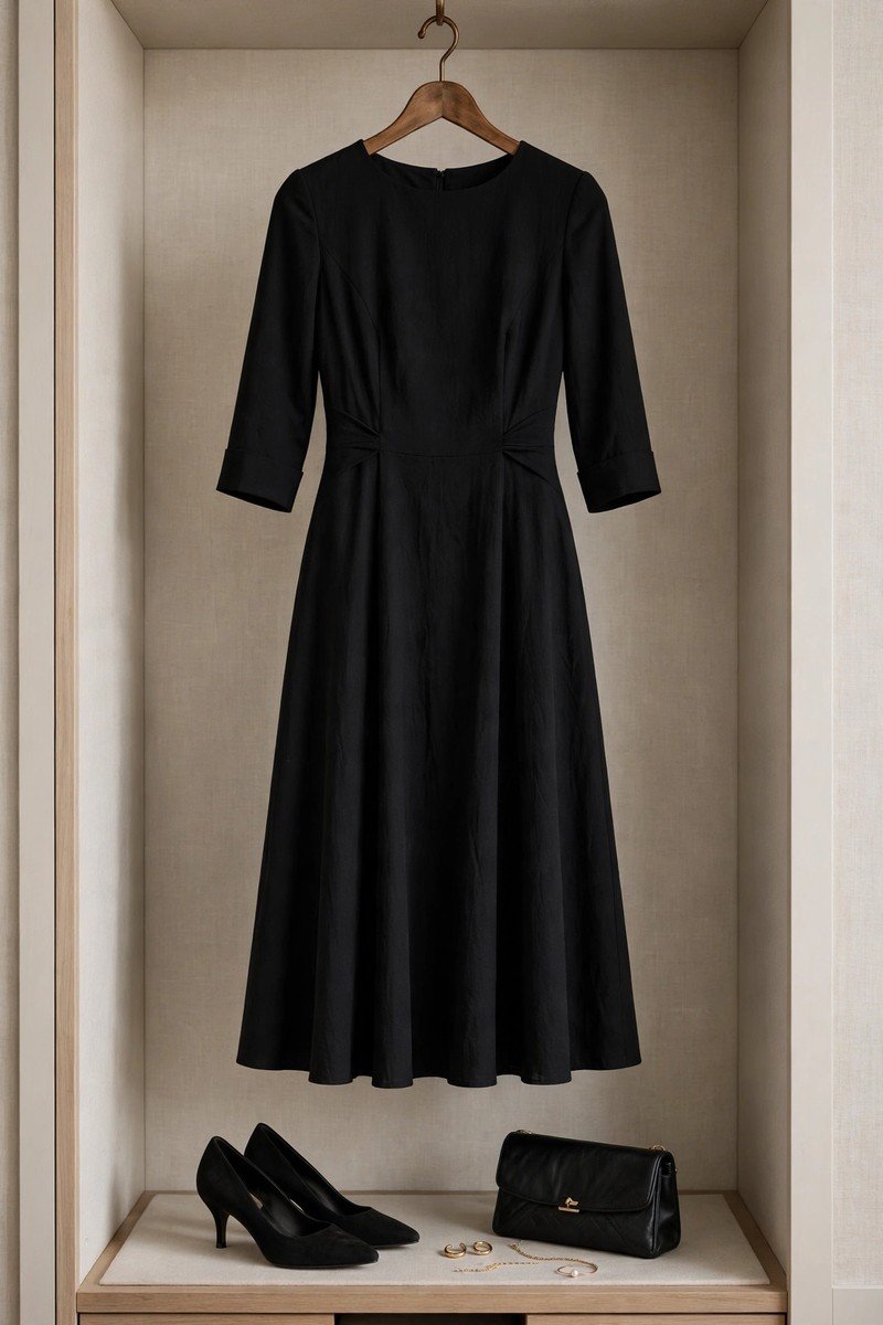 Minimalist wardrobe idea little black dress