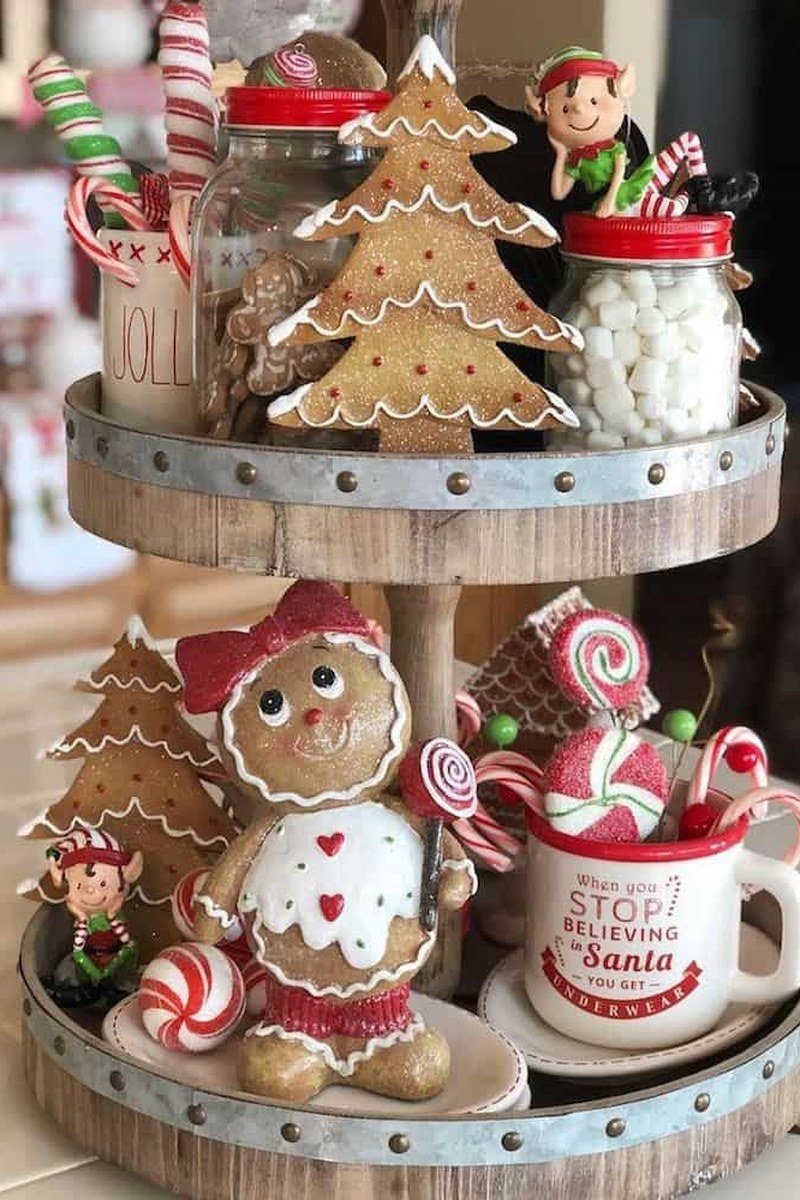 Christmas tray decor idea tiered tray