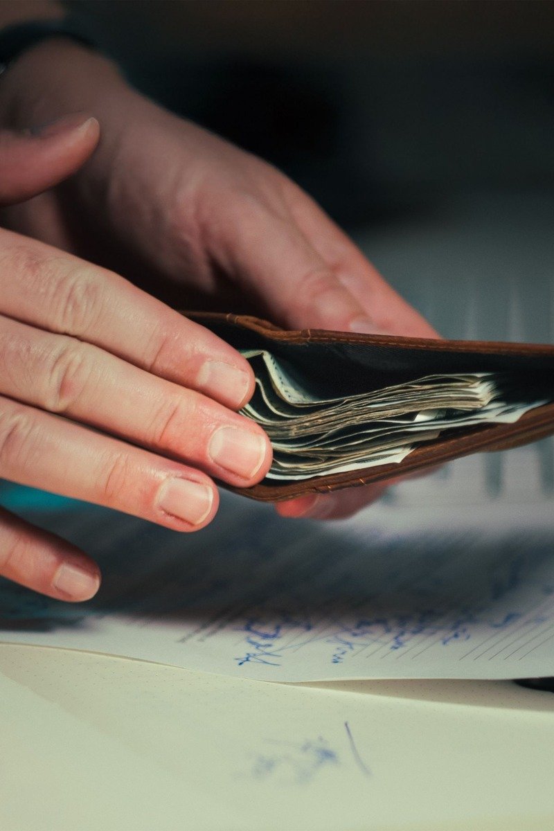 Cash in a wallet as a money gift