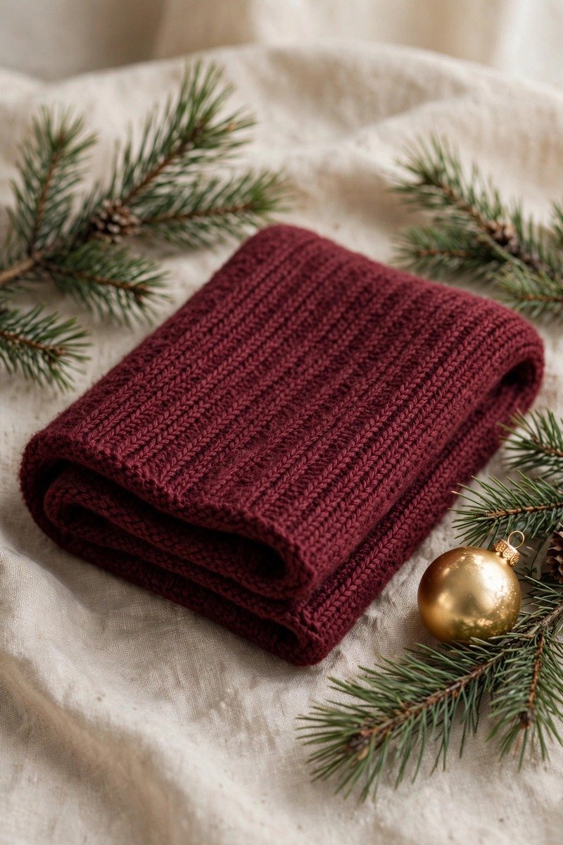 Soft knit scarf in burgundy