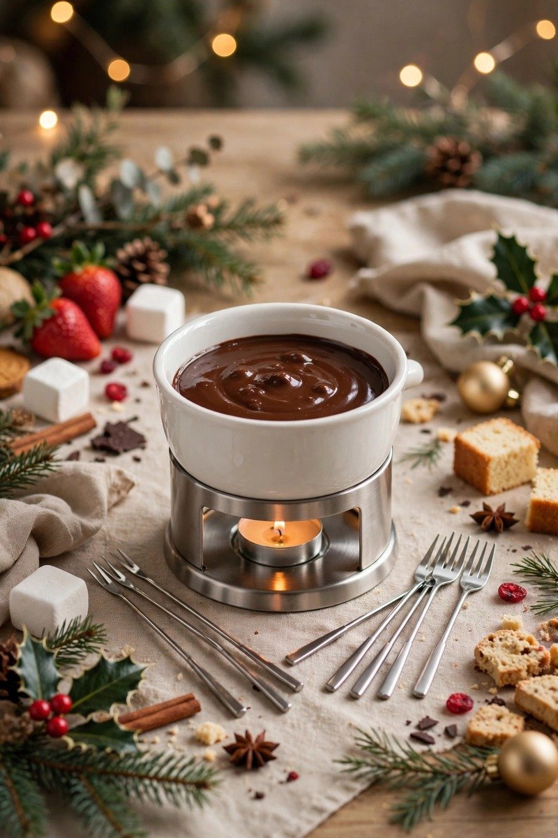 Mini chocolate fondue set with forks