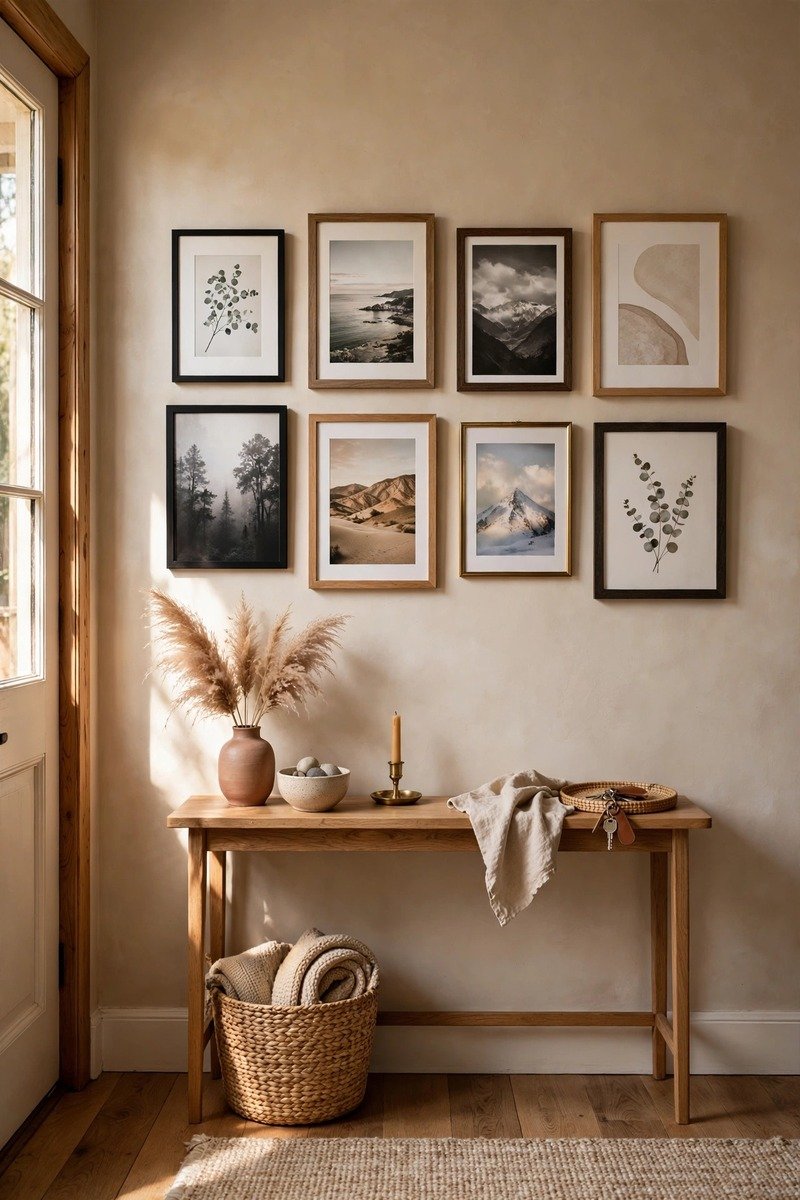 Small gallery wall in an entryway