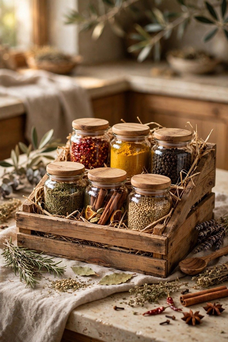 Gourmet spice gift set in jars