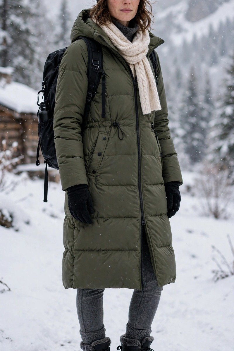 Longline puffer coat with fleece lined leggings