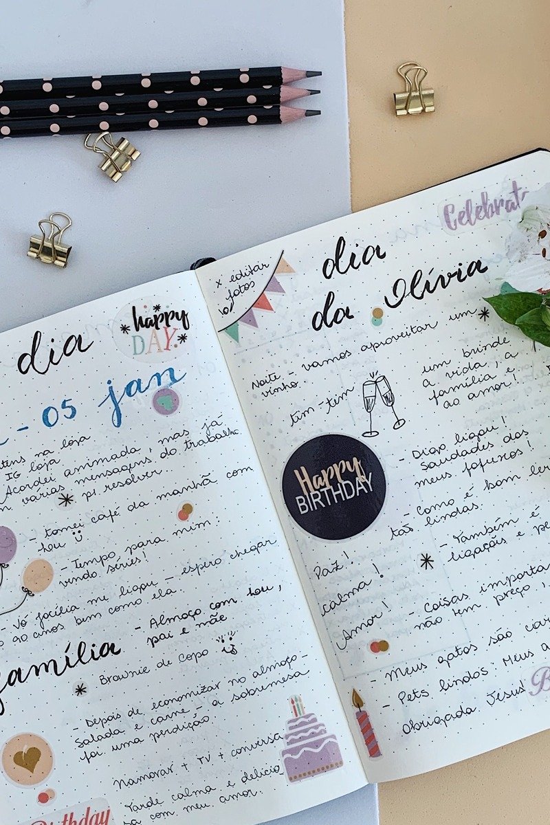 Party and events planning page in a journal