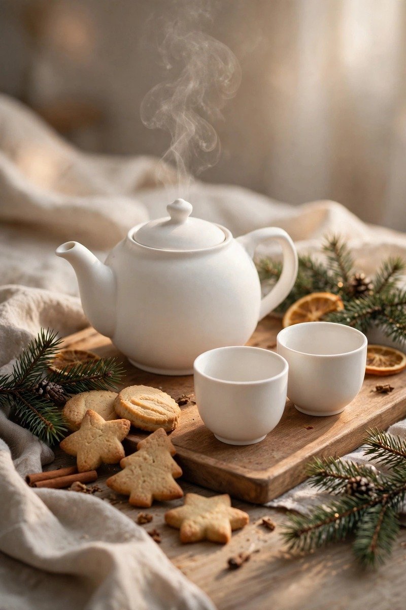 Ceramic tea pot with cups