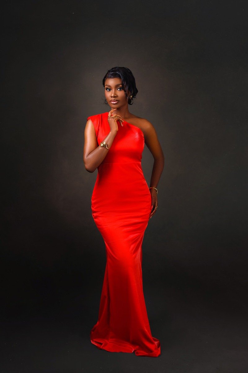 Woman in a red dress for a winter date night