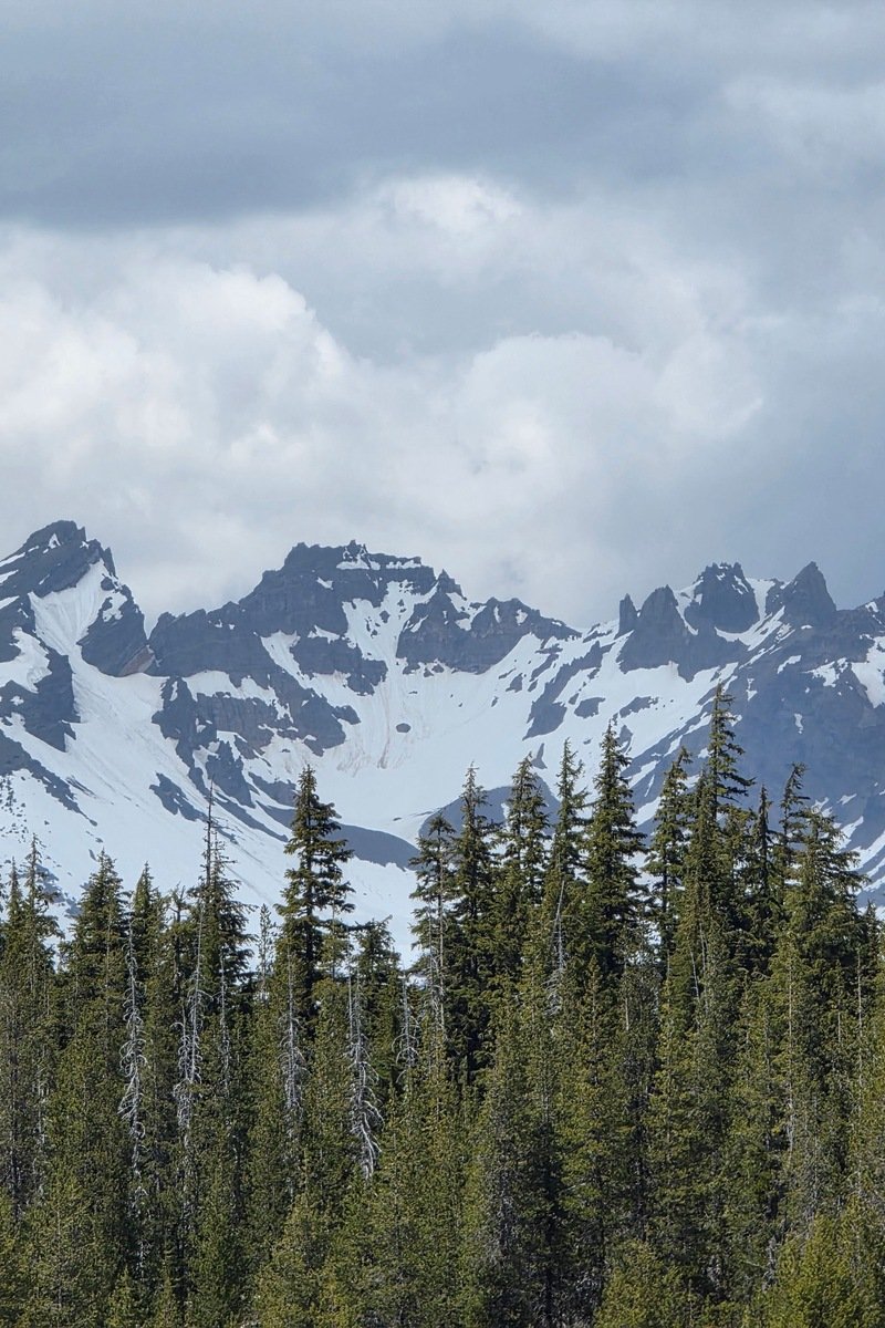 Mt. Bachelor ski slopes with Cascade peaks behind