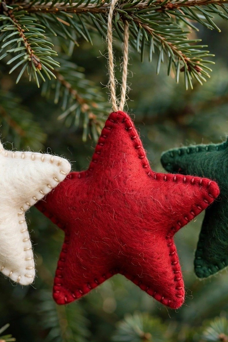 DIY Christmas ornaments idea felt stars