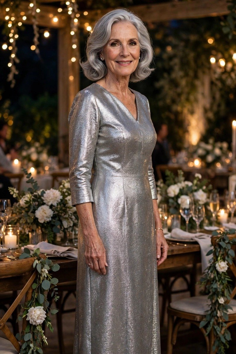 Metallic dress for an evening wedding guest