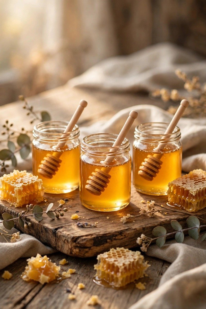 Honey sampler, three small jars