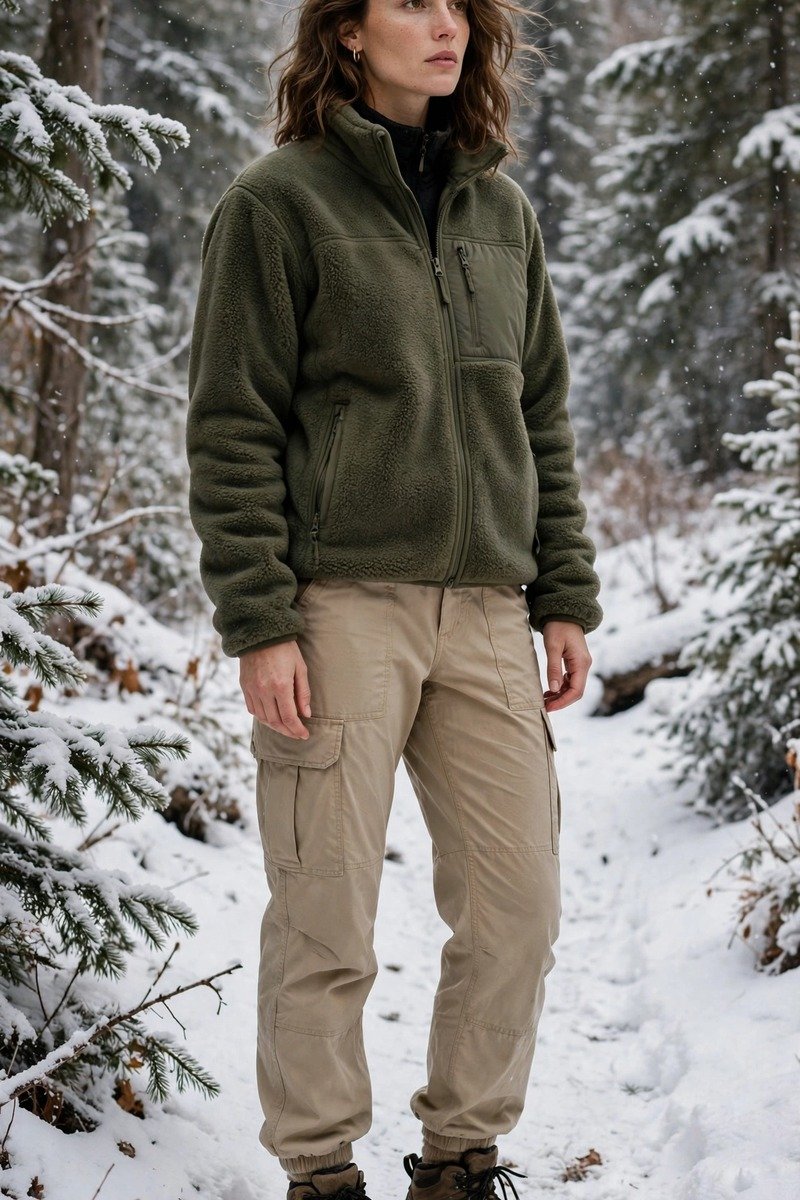 Woman in hiking boots with cargo pants