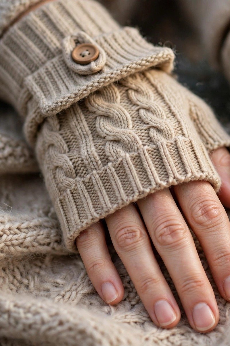 Convertible fingerless gloves with mitten flap