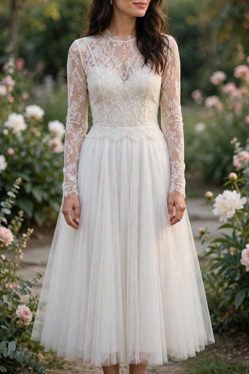 ivory bridal lace top wedding outfit