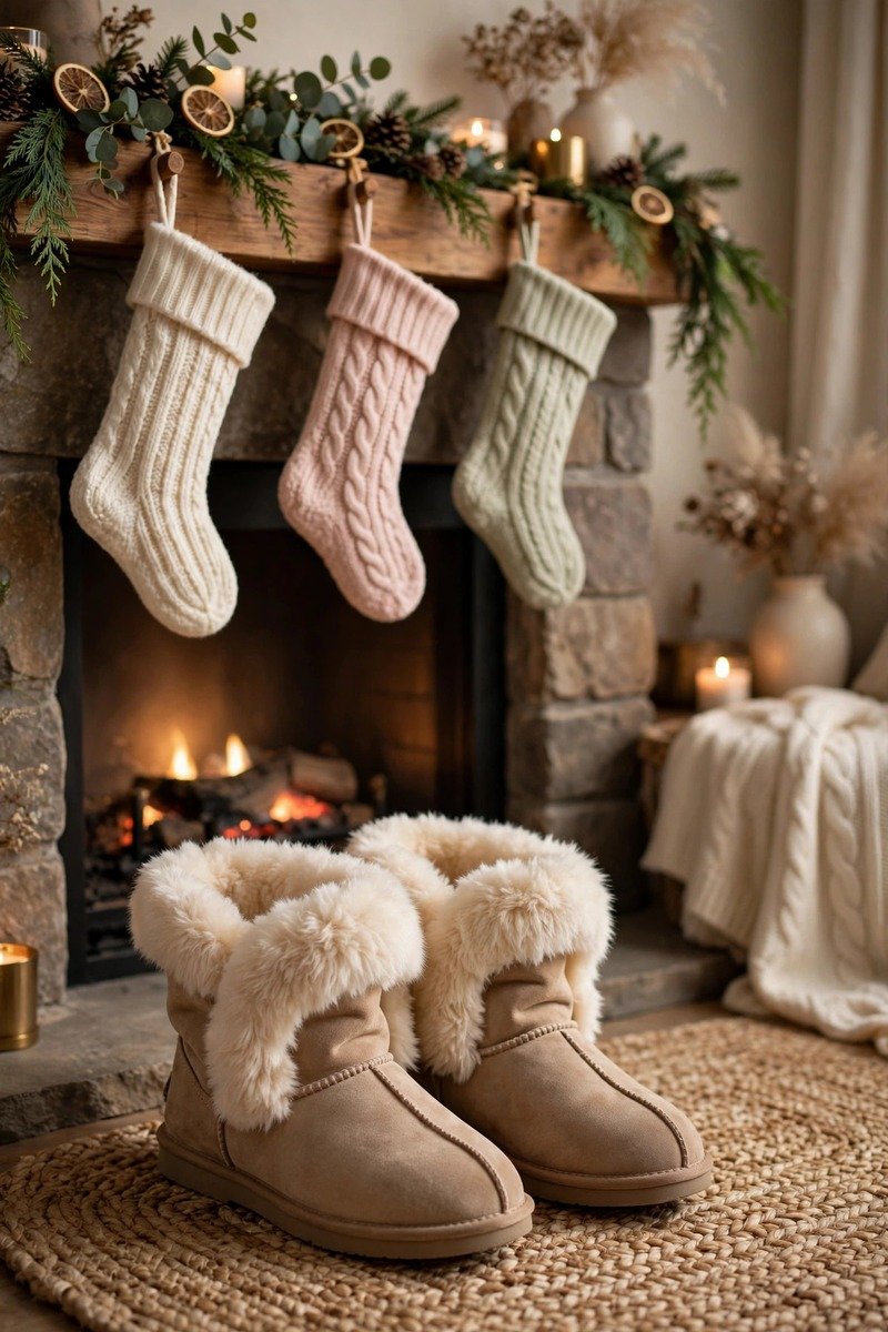 Slipper boots, faux fur lined