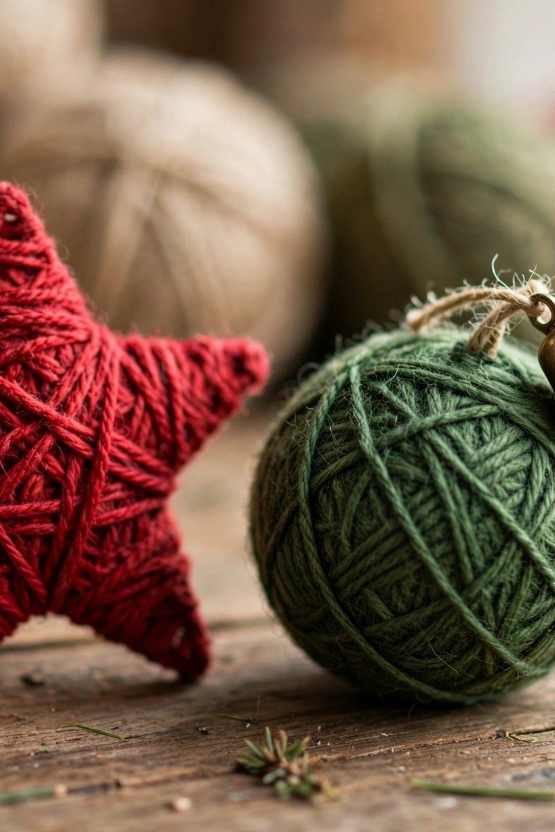DIY Christmas ornaments idea yarn wrapped