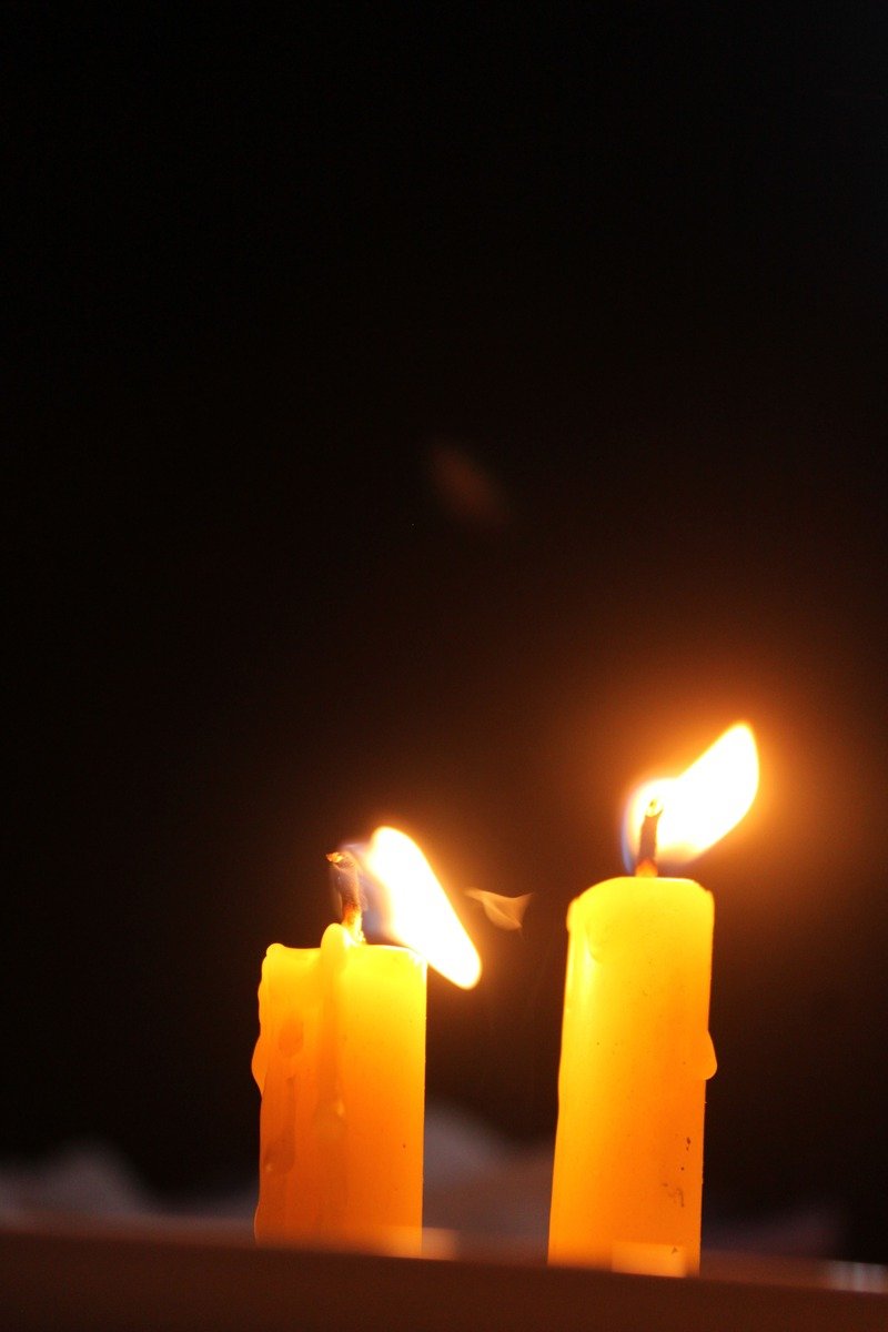 Candlelit living room in the evening