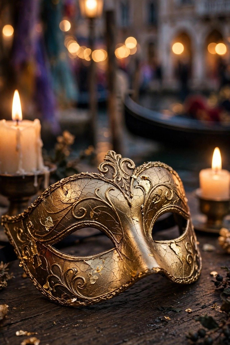 Black lace gloves paired with a lace masquerade mask
