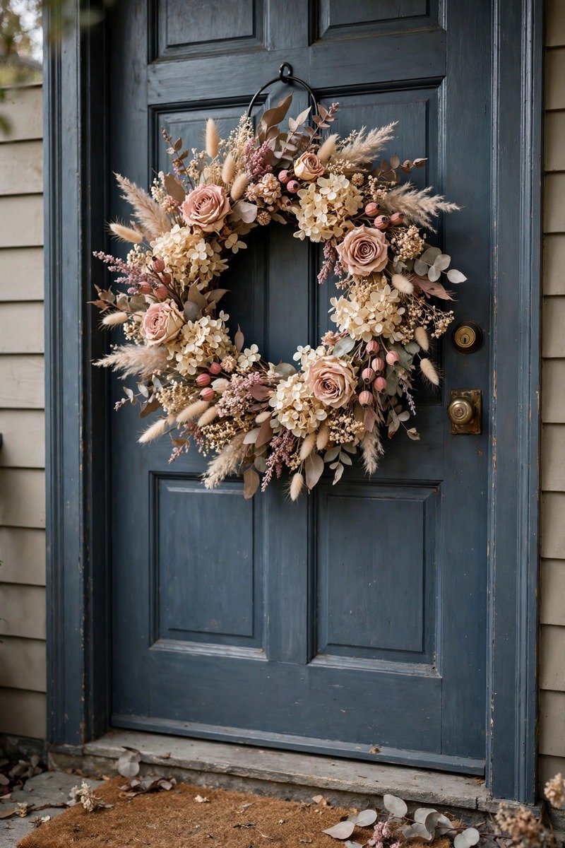 Dried flower Valentine's wreath
