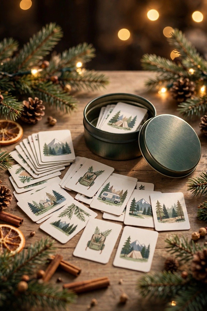 Mini travel card game set in a tin