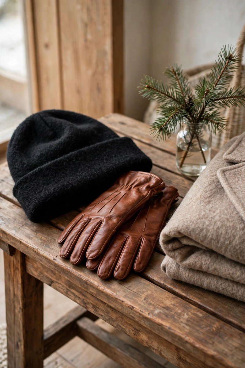 Winter capsule wardrobe idea hat and gloves