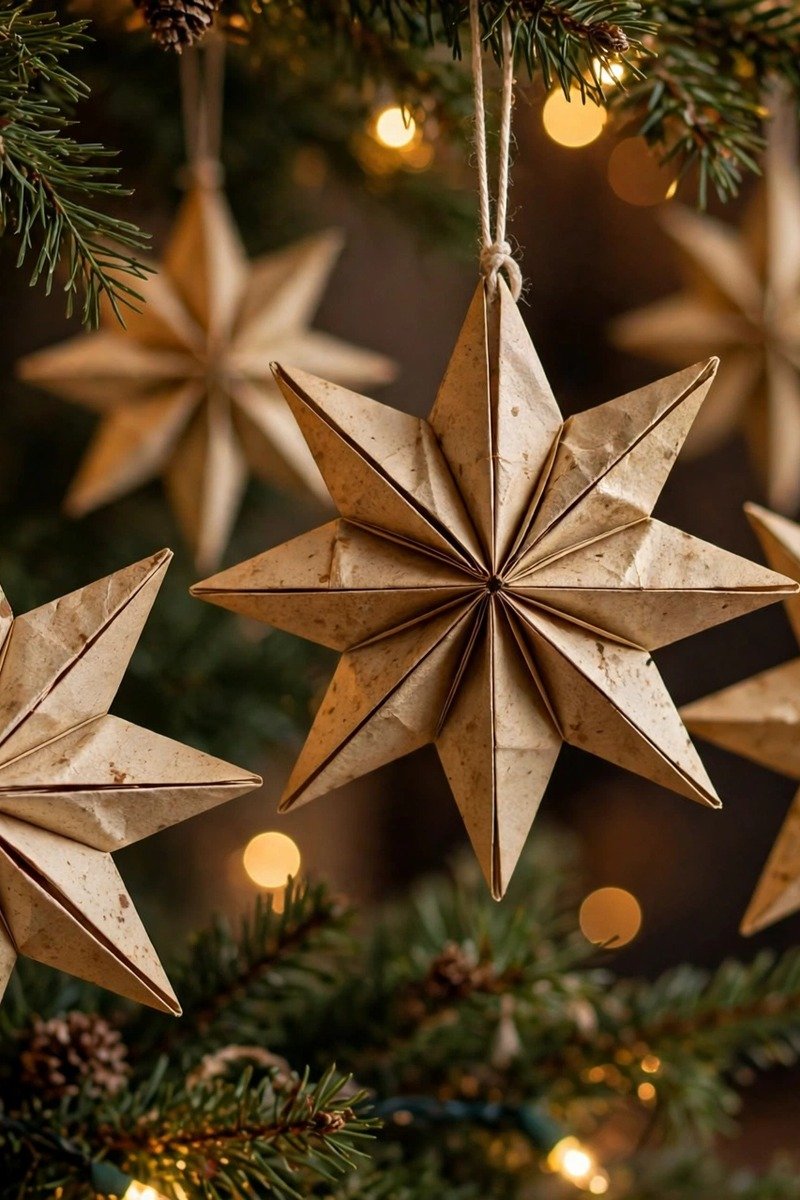 DIY Christmas ornaments idea folded paper stars