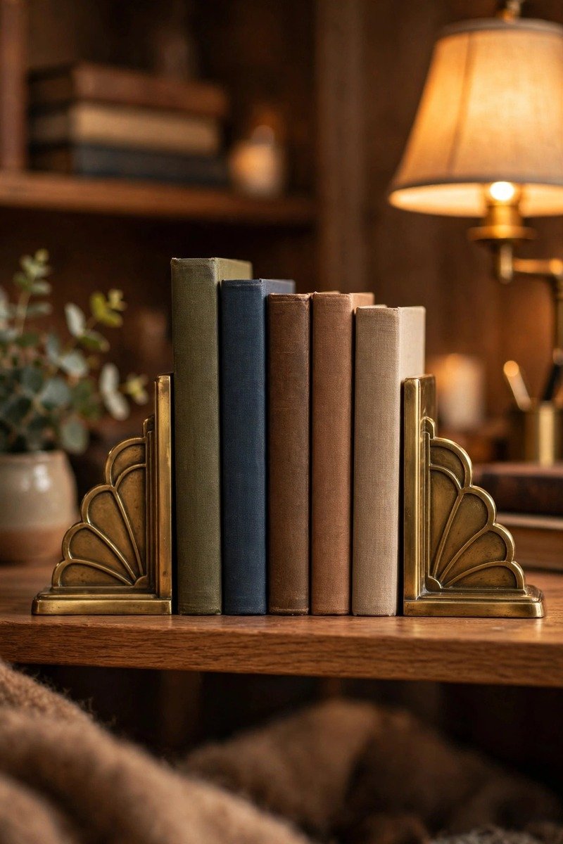 Pair of brass bookends