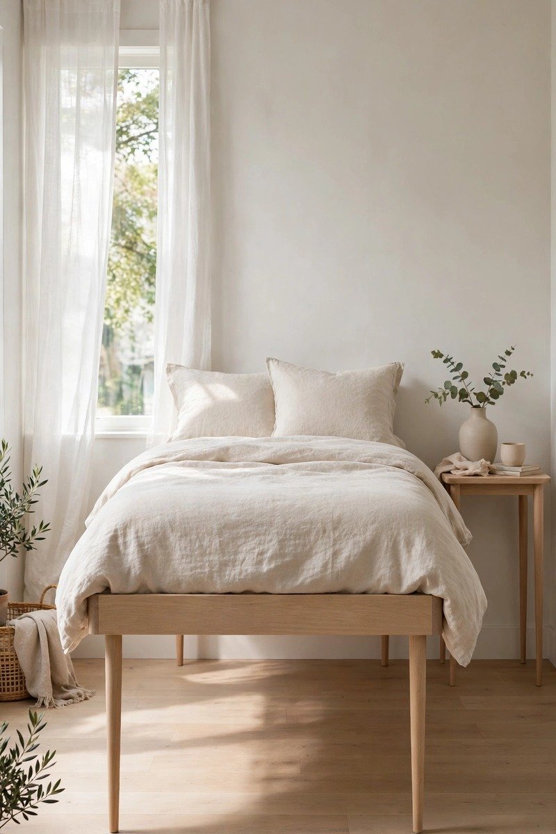 Small bedroom with leggy furniture and visible floor