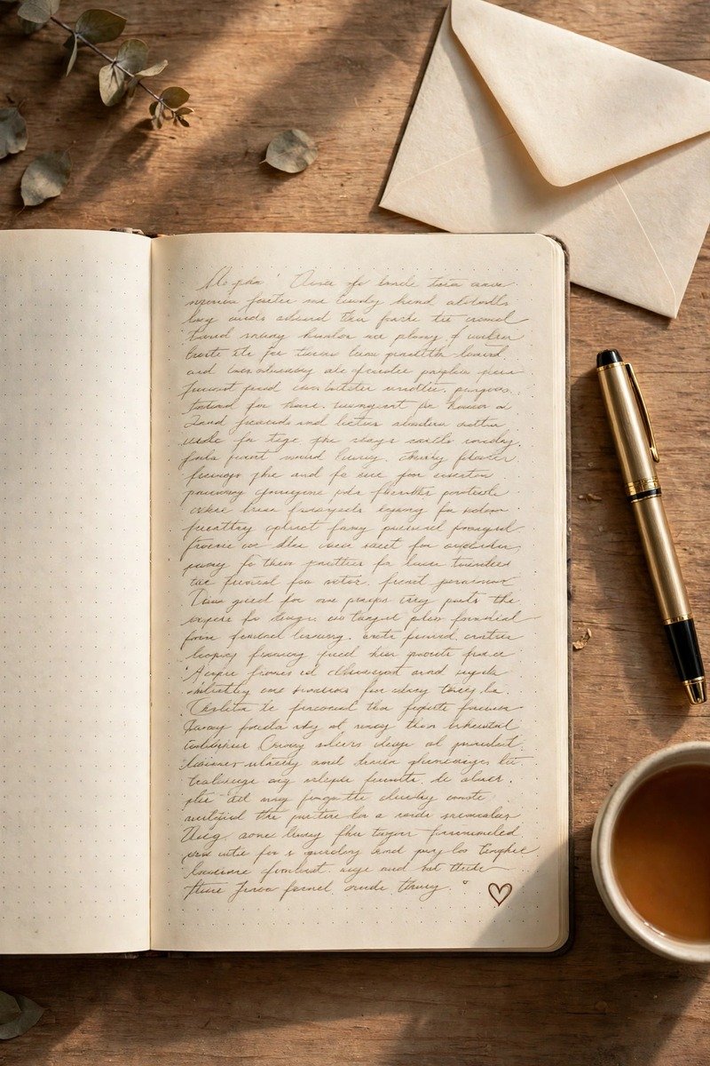 Handwritten letter page in a bullet journal