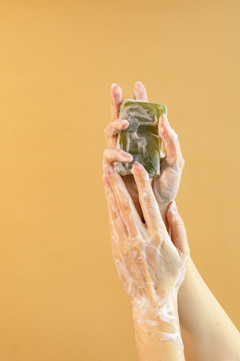 Rosehip body wash with dried rosehips and soft pink tones