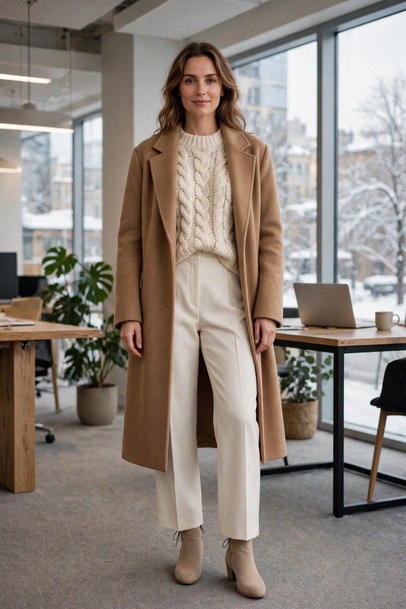Winter white and cream office outfit