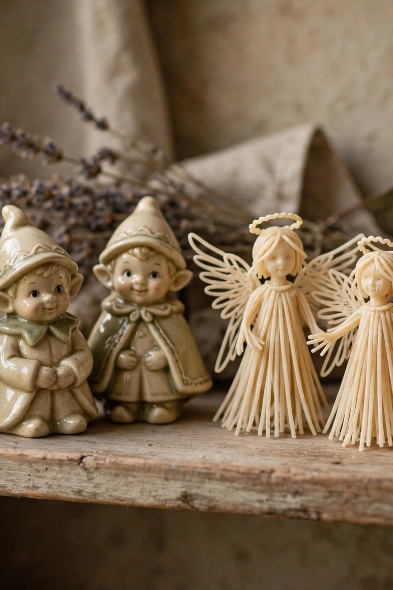 Vintage Christmas decorations ceramic elves and angels