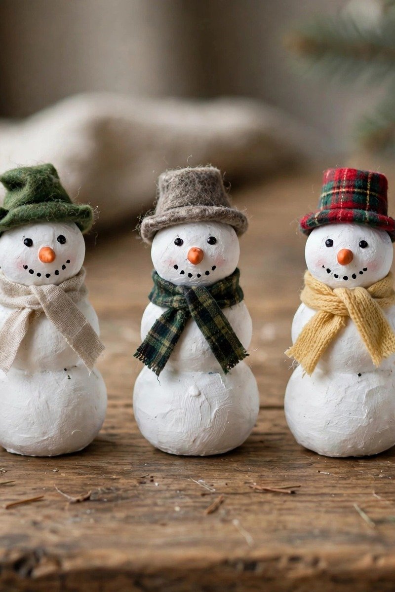 DIY Christmas ornaments idea upcycled snowmen