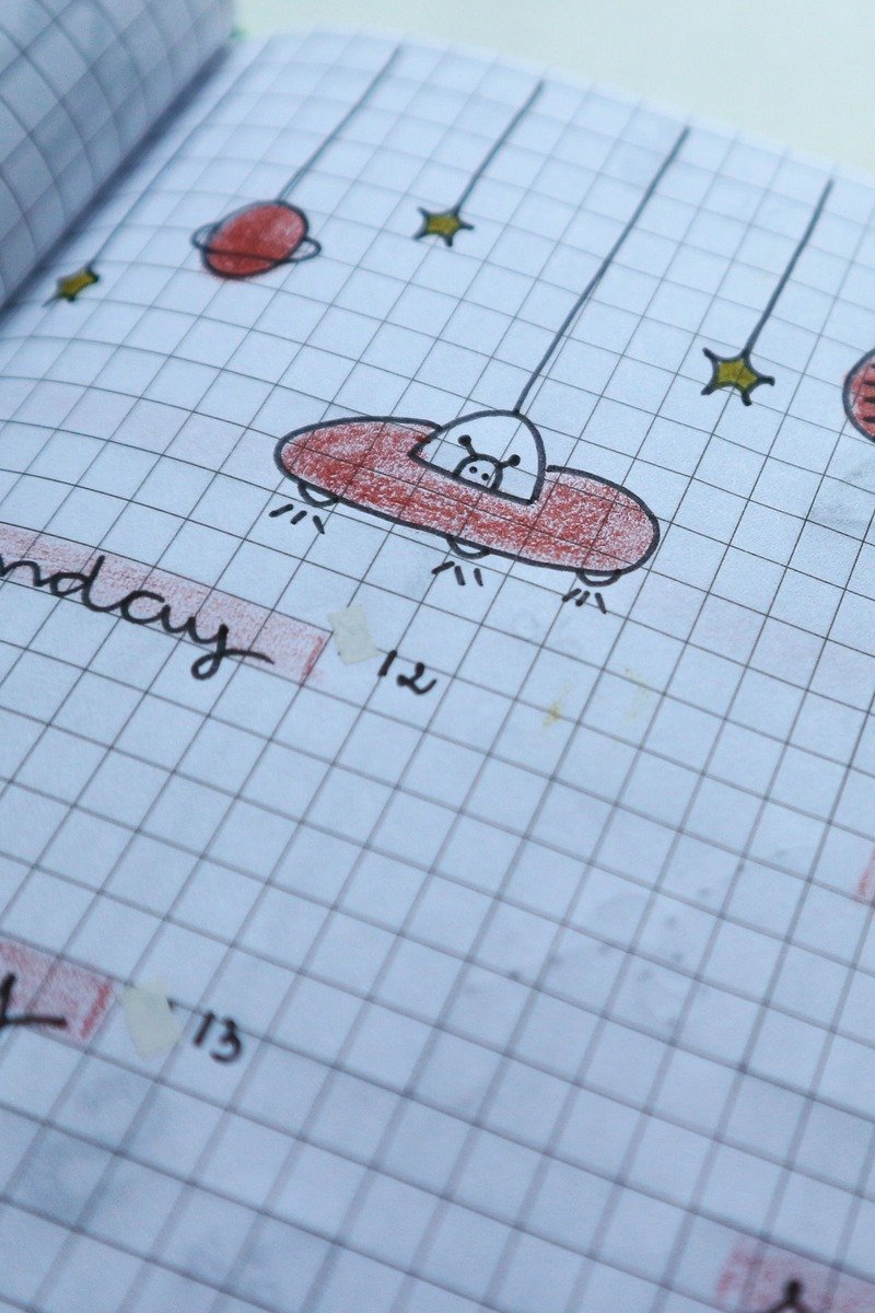 Weekly spread with holly decorations in a journal