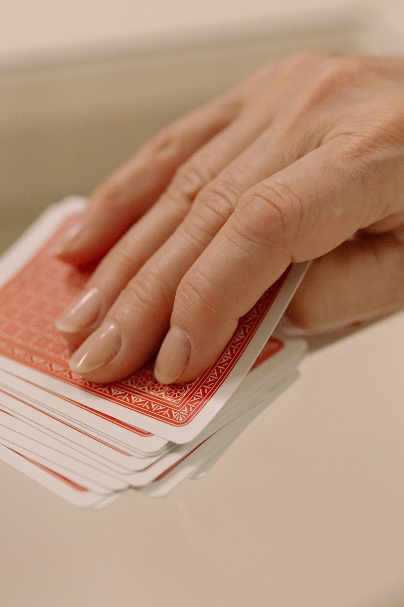 Pocket sized card game on a table