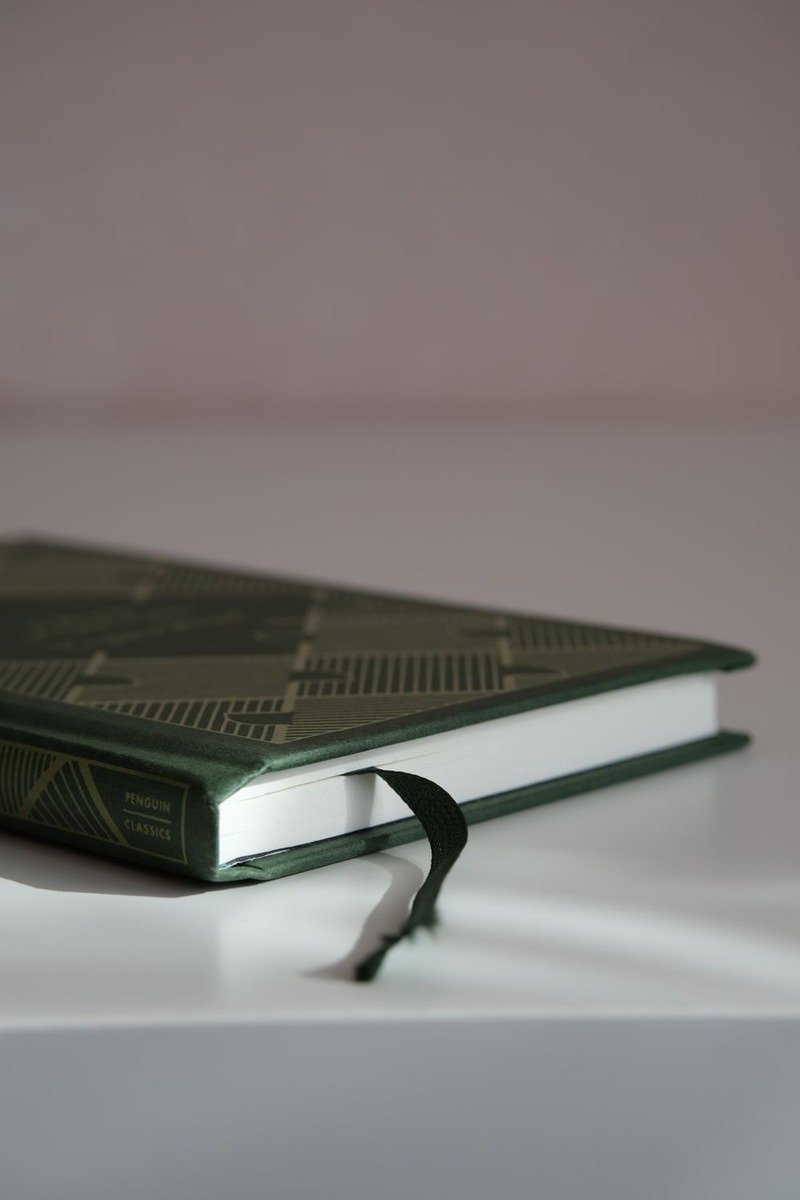 Hardcover book with a ribbon bookmark