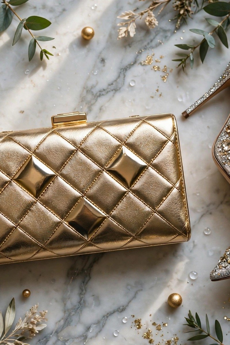 Christmas party outfit festive accessories earrings clutch