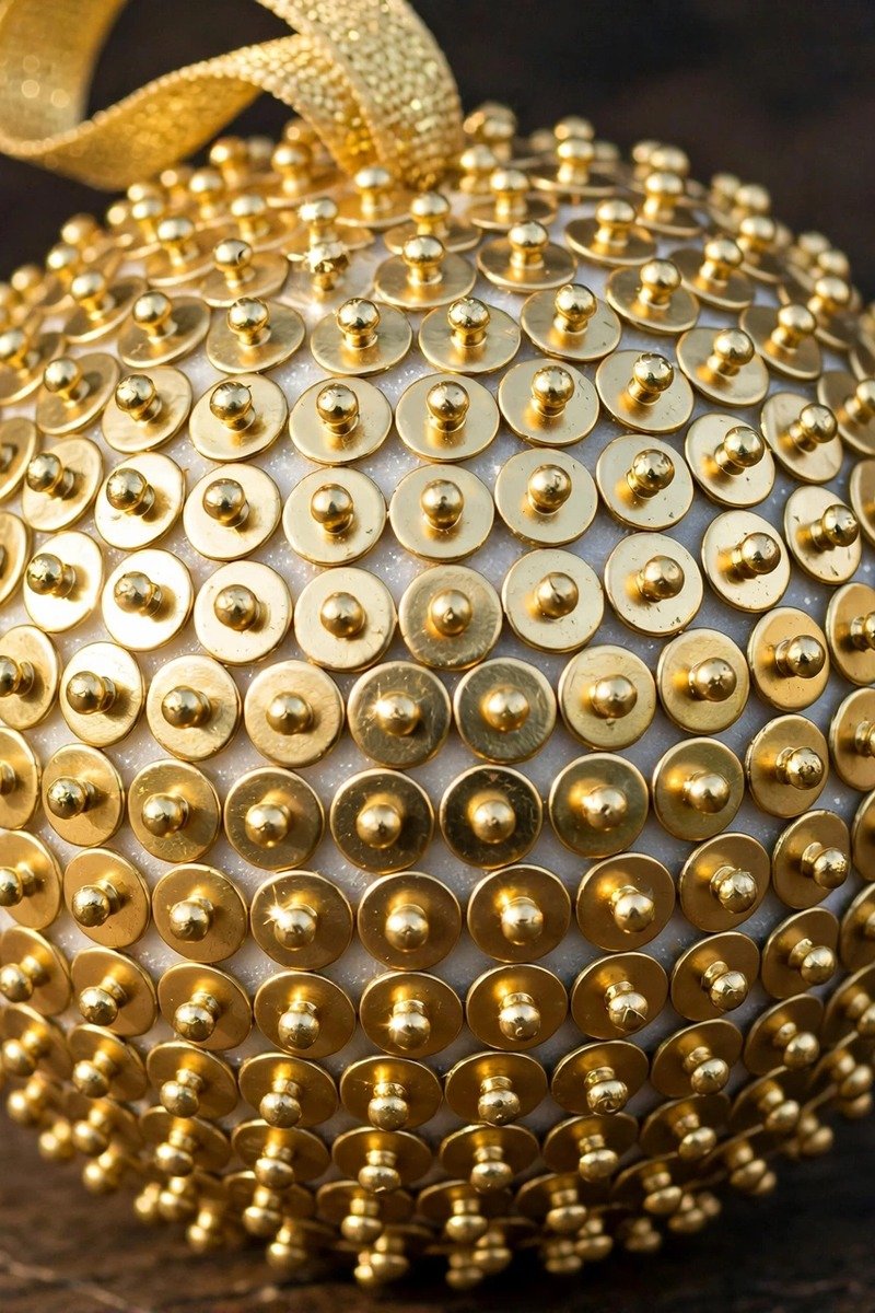 DIY Christmas ornaments idea gold brad balls