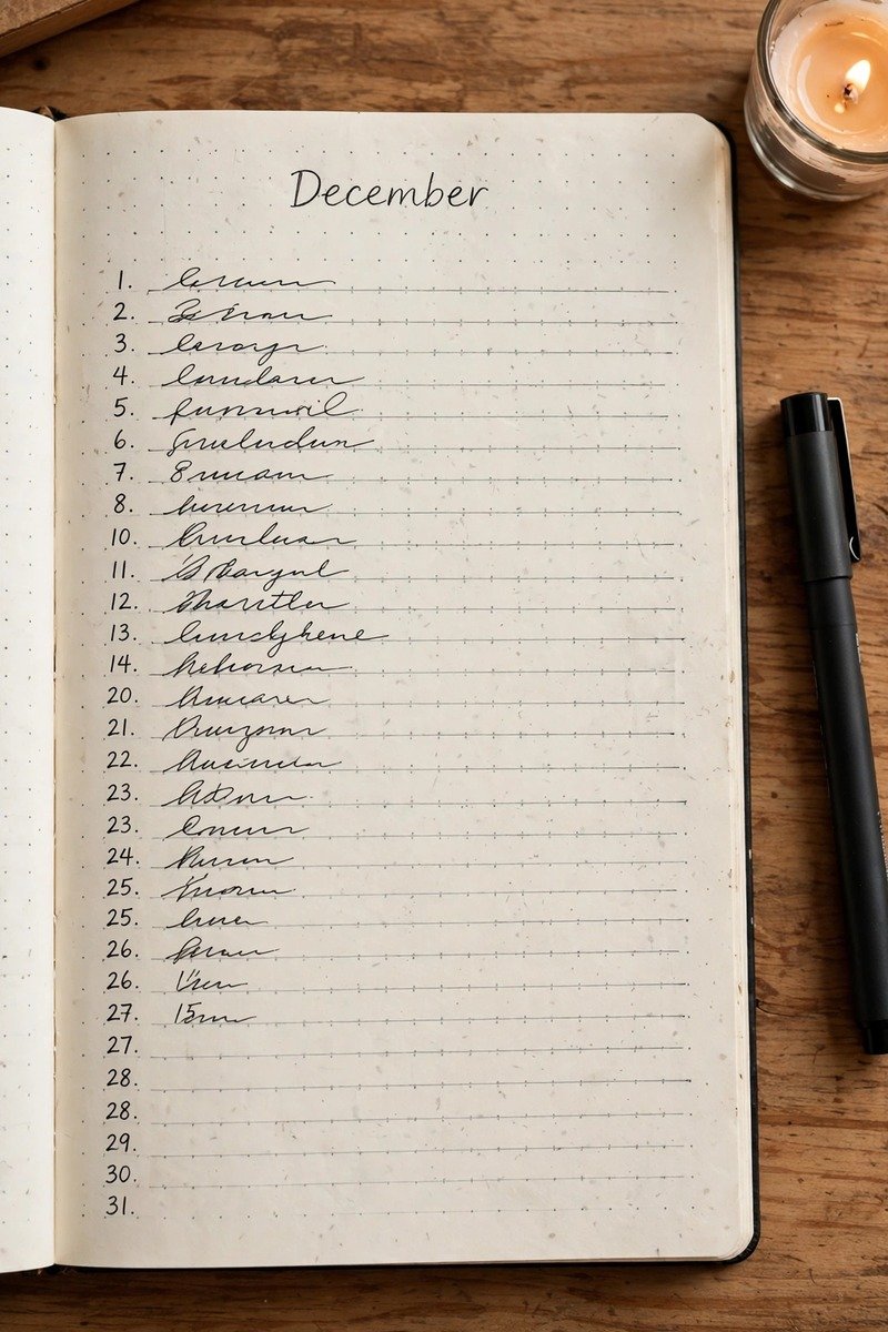 One line a day log page in a bullet journal