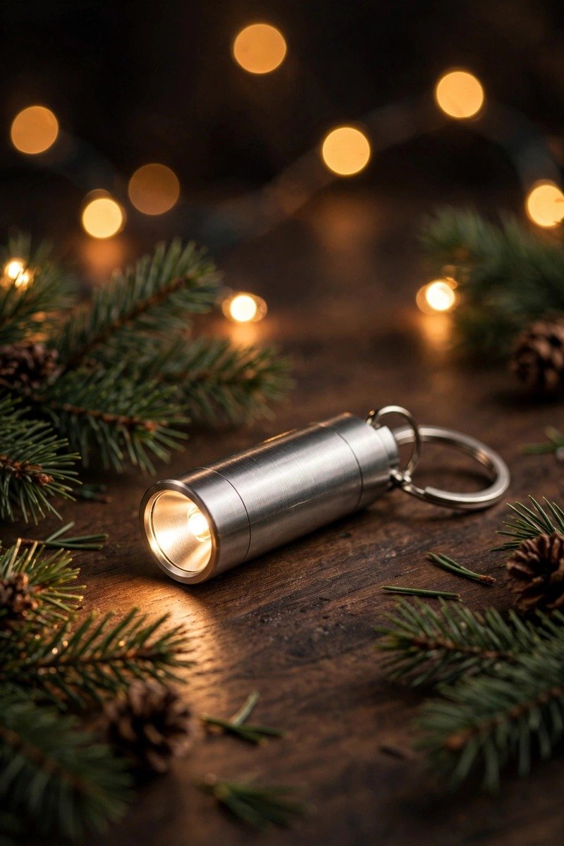Mini flashlight keychain, sleek metal