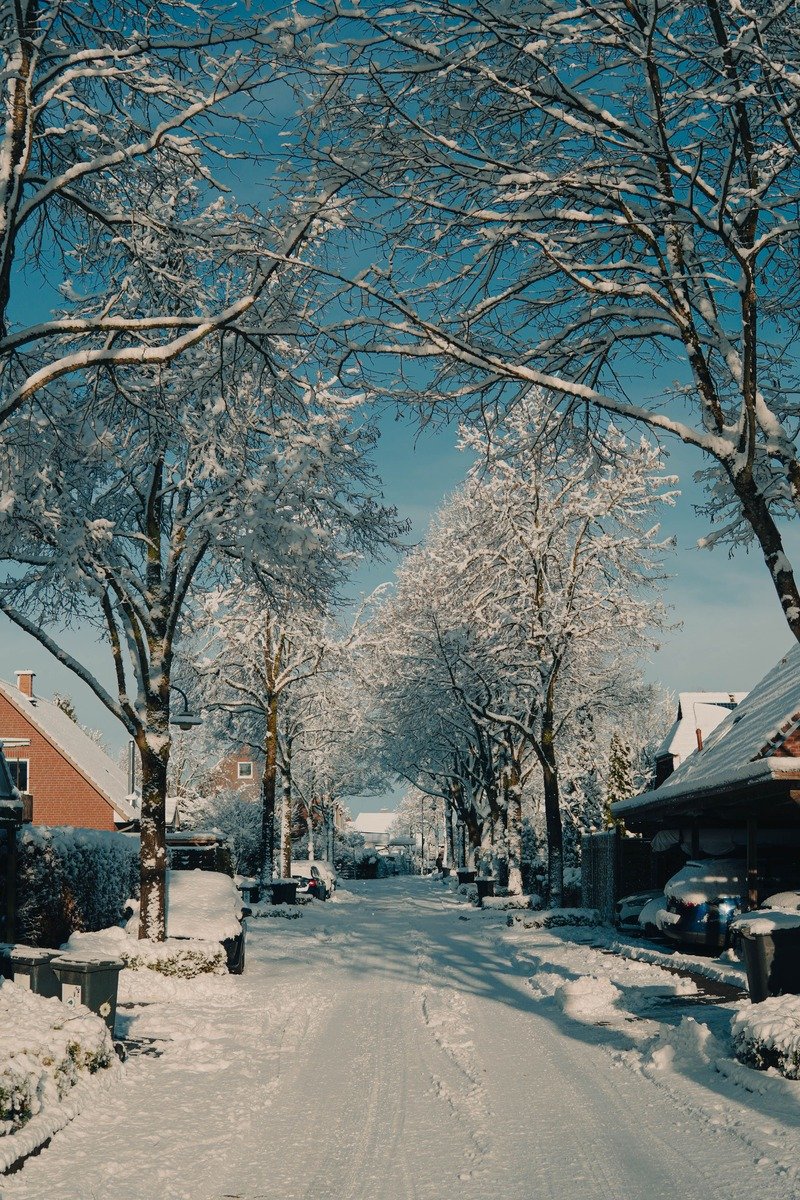 Cozy small town street in winter
