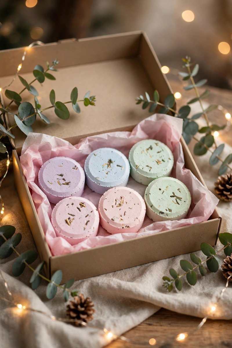 Shower steamer set in pastel colors