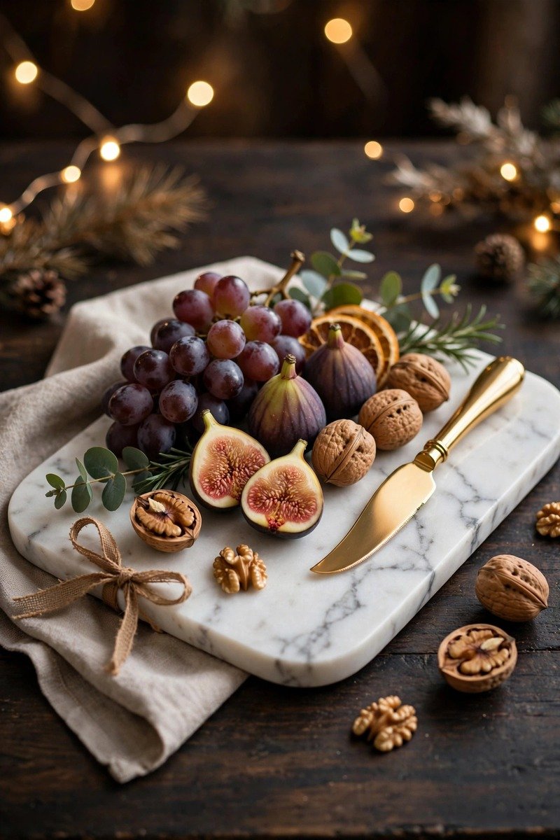 Marble cheese board with knife