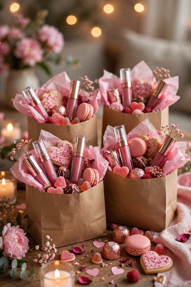 Goodie bags with lip gloss and treats