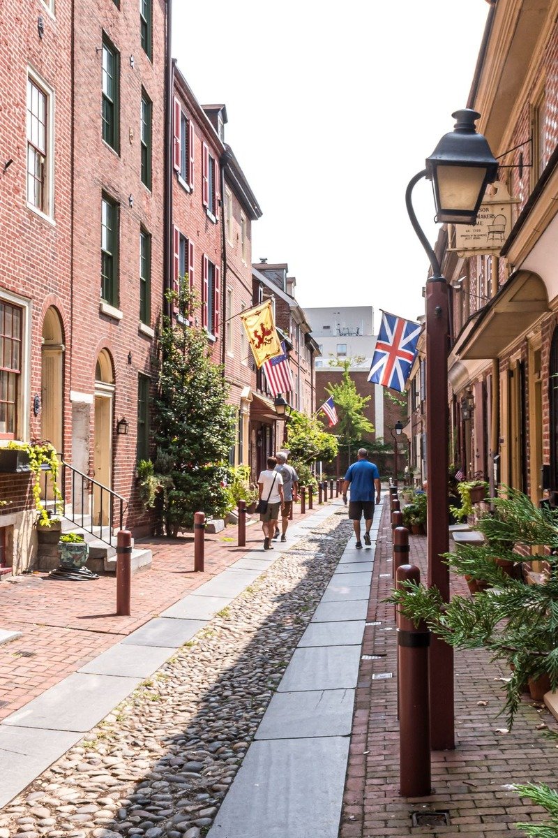 Historic street in Philadelphia Pennsylvania