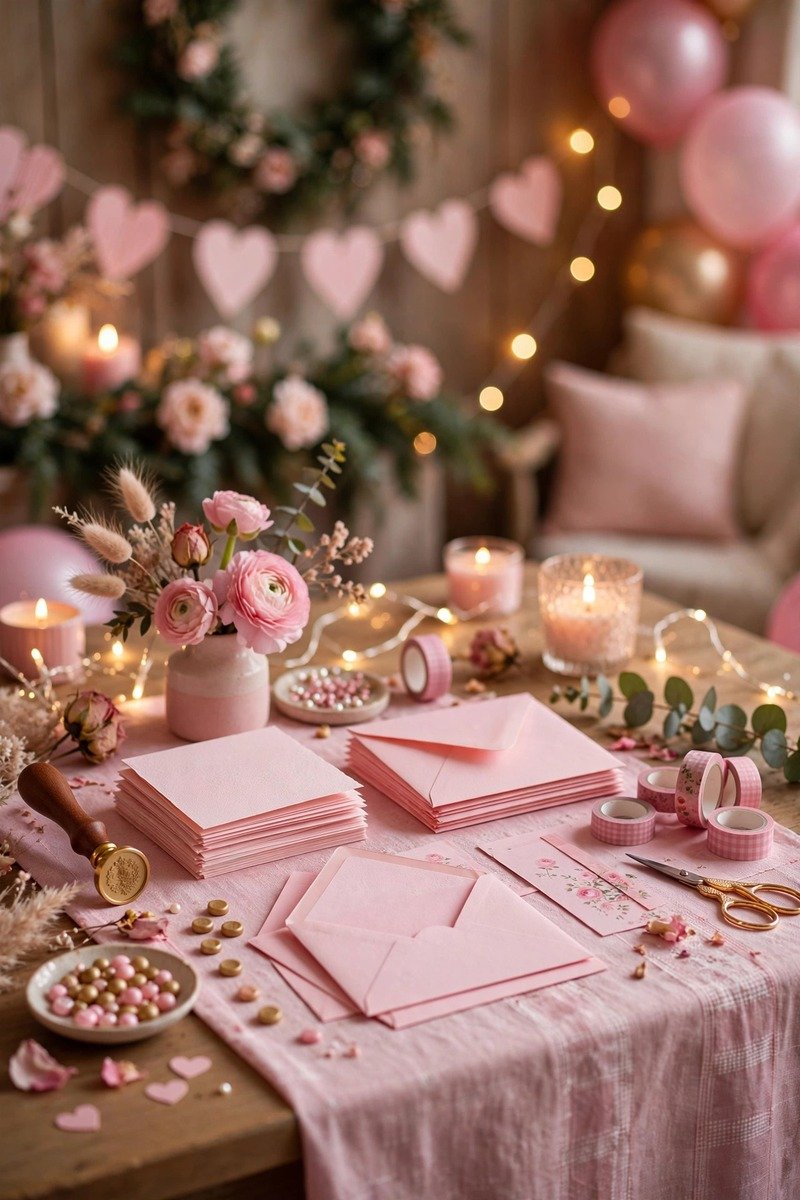 Thank-you note station with pretty stationery